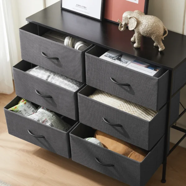 JHK 6 Fabric Drawers Nightstand For Bedroom Bedside Sofa Table With Storage Closet Chest Clothes Display Cabinet Furniture - Image 3
