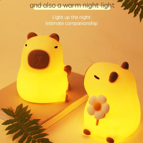 Capybapy Night Light, Silicone Lamp, 2 Gear Dimmable USB Charging, Nursery Bedside Lamp, for Home Bedroom Decor - Image 3