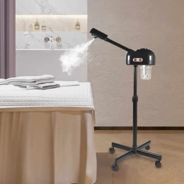 750ml Ozone Facial Steamer Height Adjustable Sprayer 360° Rotatable Movable Skin Care Equipment for Salon Beauty Spa White/Black - Image 4
