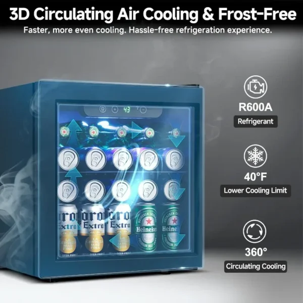 Beverage Refrigerator Cooler - 12 Bottle 50 Can Mini Fridge with Glass Door, Soda Wine Beer Drink Fridge - Small Refrigerator - Image 4