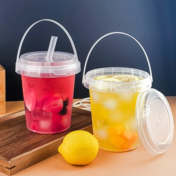 10pcs 33.81oz Large Plastic Cups with Lids & Straws - Reusable, Bpa-Free Beverage Tumblers for Iced Drinks,party Ice Buckets - Image 5