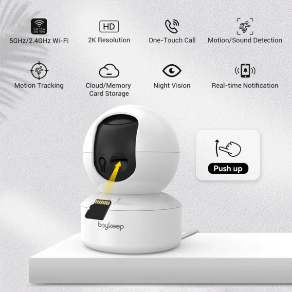 BoyKeep Smart Camera 2K Security Protection Wifi Surveillance 5G/2.4GHz Indoor Baby Night Vision 360° Pan & Tilt 2-Way Audio K30 - Image 6