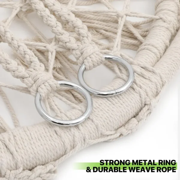 Hanging Hammock Chair with Cozy Full Cushion, Outdside Macrame Swing Chair with 350 Lbs Capacity, Ideal Accent Furniture - Image 4