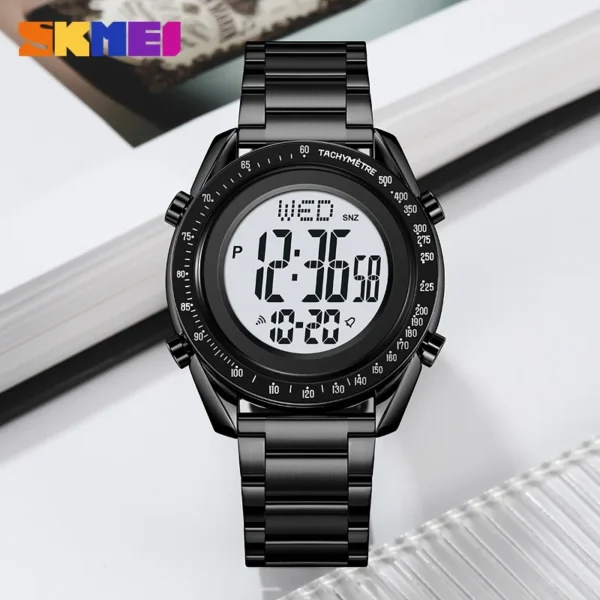 SKMEI Fashion Men's Digital Watch Male Waterproof Watches For Men Luxury Stainless Steel Strap Calendar Electronic Wristwatch - Image 2