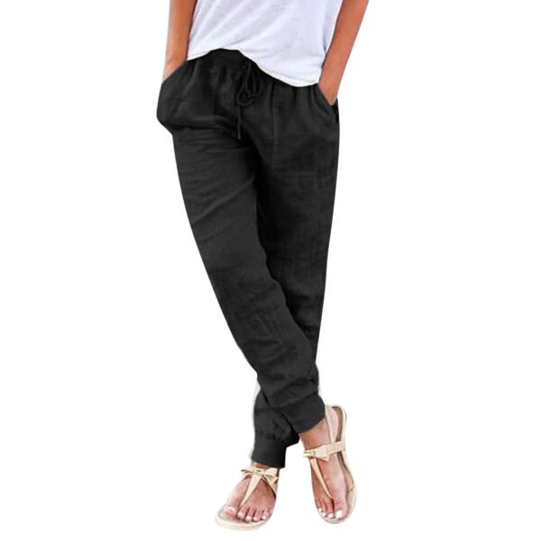 Tops Cotton Linen Drawstring Y2k Cargo Pants Women Streetwear Elastic Waist Pants Casual Trousers With Pockets Straight Trousers - Image 8