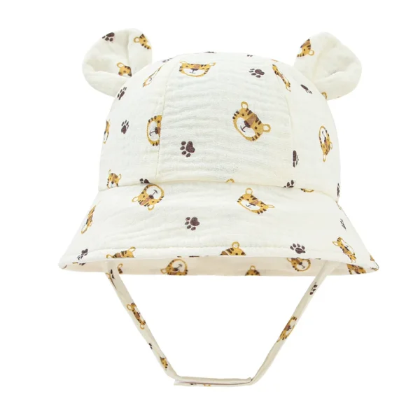Baby Cotton Sun Hat New Children Outdoor Rabbit Ear Beach Caps Boy Girl Print Panama Hat Unisex Beach Bucket Hat For 3-12 Months - Image 6