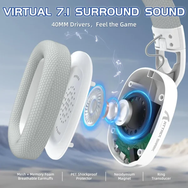 MAMBASNAKE x Attack Shark L90 Ultralight RGB Wireless Gaming Headset with Plug-in Microphone - Image 2