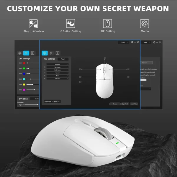 A.JAZZ AJ139 G Pro Wireless Gaming Mouse Ultra-lightweight 59g with Dual Mode-Wired/2.4Ghz Receiver up to 26K DPI,Ergonomic - Image 6