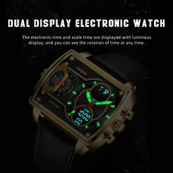 LIGE Digital Men's Watches Fashion Square Military Stainless Casual Sports Quartz Electronic Watch Waterproof Male Alarm Clocks - Image 5