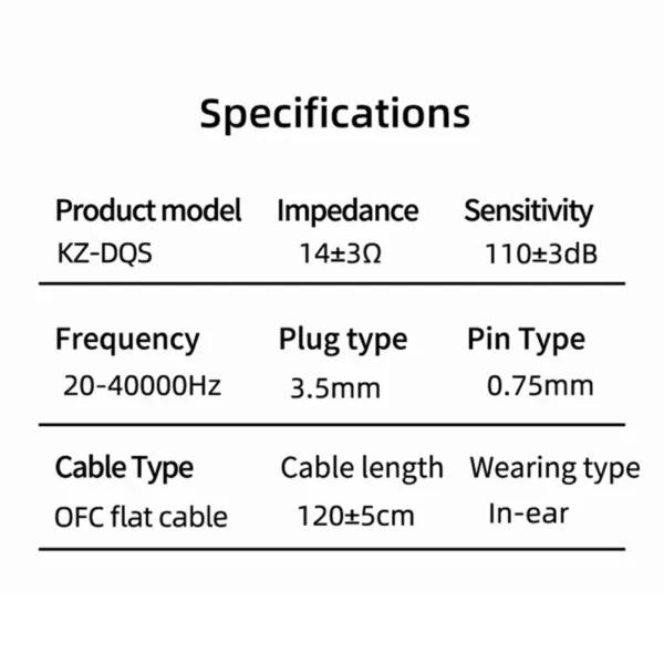 KZ DQS Professional In Ear Monitor Headphones Wired Earbuds with Noise Cancelling Bass for Music and Sports - Image 5