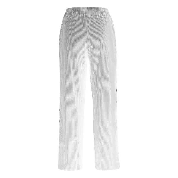 Long Linen Pants Women Women Summer Fashion Striped Print Button Casual Versatile Loose High Waist Yoga Dress Pants For Women - Image 9