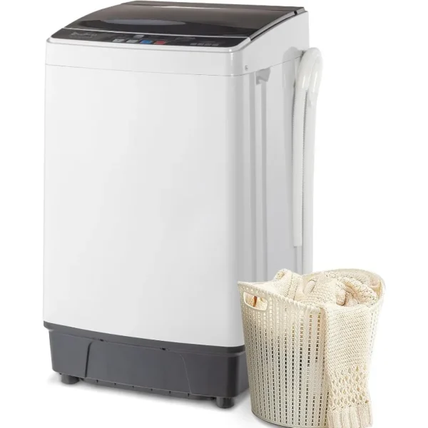 ROVSUN 17.6lbs Full Automatic Washing Machine, 2 in 1 Portable Laundry ClothesWasher with Drain Pump, Compact Washer and Dryer