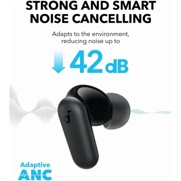 Noise Cancelling Earbuds, Strong and Smart Noise Cancelling, Powerful Bass, 45H Playtime, Bluetooth 5.4 (Black) - Image 6
