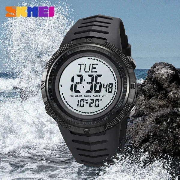 SKMEI Men's Sport Military Digital Men Watch For Men Waterproof Electronic Countdown Mens Wristwatches Outdoors Clock + Compass - Image 4