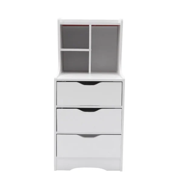 White Modern Style Nightstand Elegant Bedside Table Bedroom Furniture Cabinet With 3 Drawers - Image 6