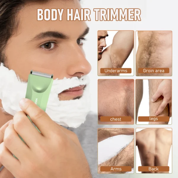 MAXGROOM Body Hair Trimmer Shaver for Men Ball Trimmer for Groin Pubic Replaceable Ceramic Blade Electric IXP7Waterproof Clipper - Image 6