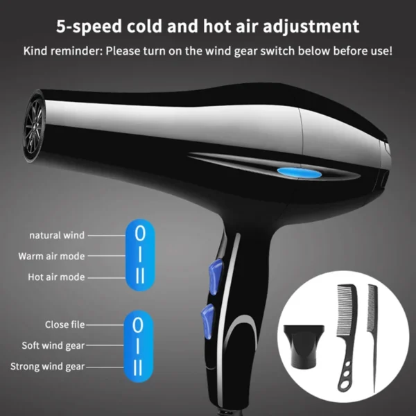 Negative Ion Hair Dryer Constant Temperature Hair Care Without Hurting Hair Light And Portable Essential For Home And Travel - Image 2