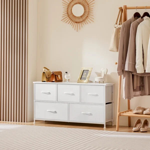 JHK Wardrobes For Bedroom With 5/7/10 White Lover Fabric Drawers Chest Wardrobe Closet For Storage Cabinet Bedroom Of Furniture - Image 3