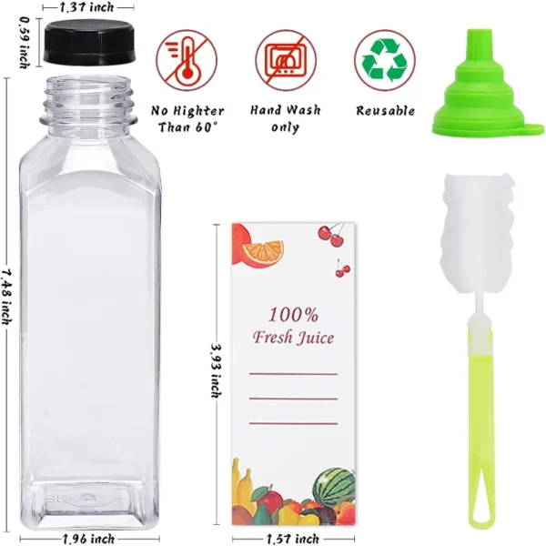 Plastic Juice Bottles 150 pcs 16 oz Empty Plastic Water Bottles with Caps Reusable Clear Beverage Containers for Drinking, Juici - Image 3