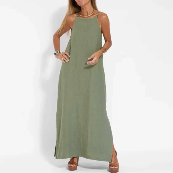 Dresses For Formal Occasions Women'S Fashion Casual Split Strap Dress Solid Color Boho Long Dresses Vestidos Verano Moda 2024 - Image 2