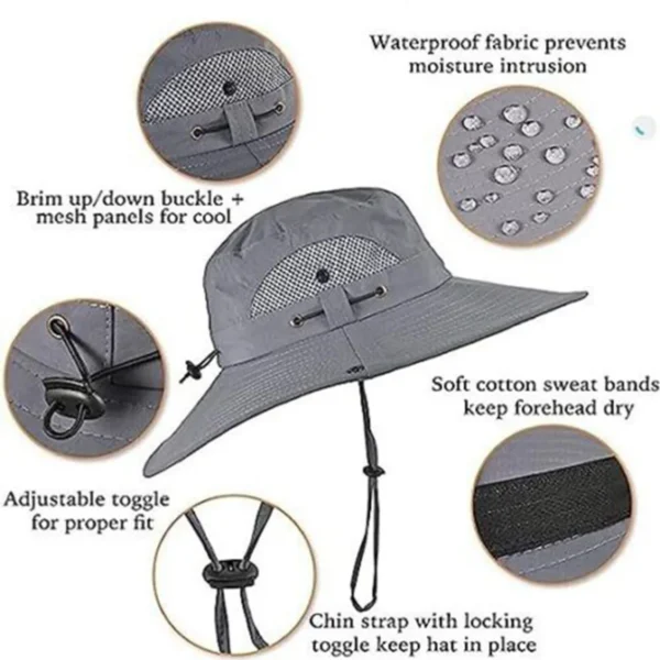 Wide Brim Solar Fan Outdoor Fishing Hat, Sunscreen Sun Hat with Fan - Image 2