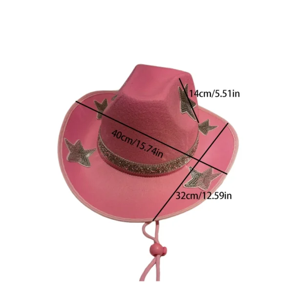 Women Glitter Cowboy Hat with Sequin Stars and Wide Brim Stylish Western Beach Hat for Wedding Carnival Rave Party and - Image 4