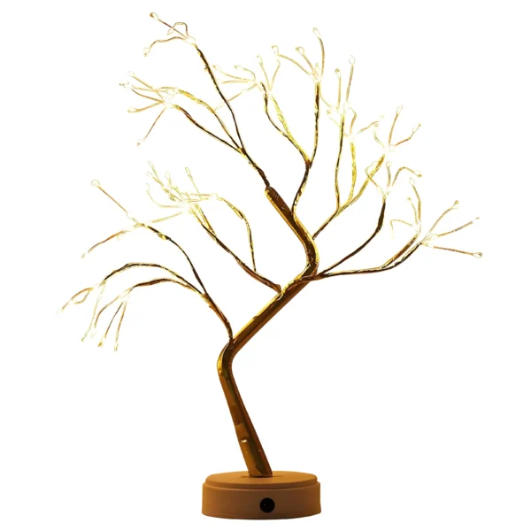Desktop bonsai lamp lamp LED desktop night light iron tree silver branch pearl gold leaf star Christmas tree - Image 5