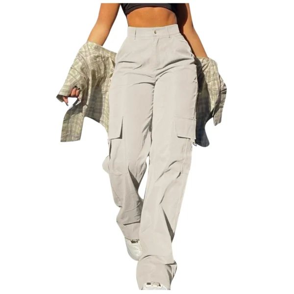 2024 Fashion Harajuku Cotton Linen Trousers Stretch Twill High Waisted Wide Leg Pants Casual Straight Leg Chino Y2k Clothes - Image 15