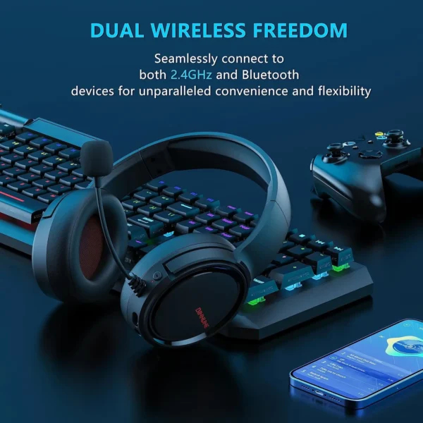 BINNUNE 2.4G Wireless Gaming Headset for PS5 PS4 PC NS Bluetooth USB Gamer Headphones with Noise Canceling Mic Work Earpones - Image 4