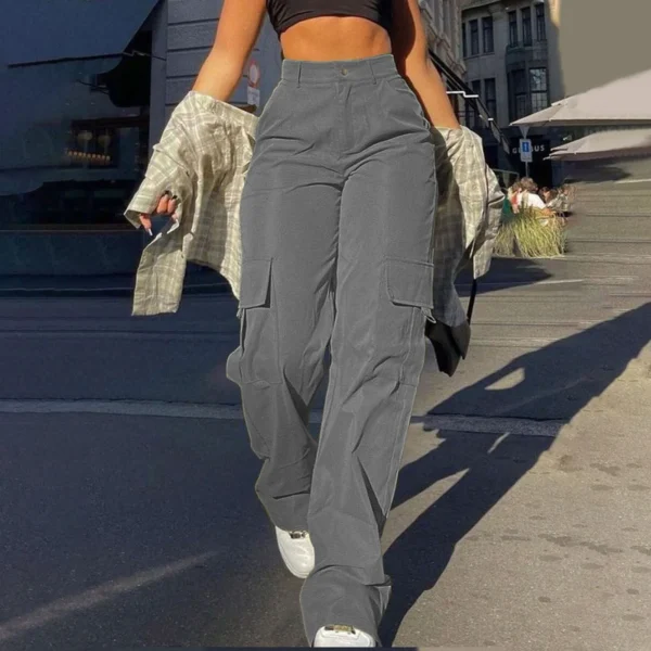 2024 Fashion Harajuku Cotton Linen Trousers Stretch Twill High Waisted Wide Leg Pants Casual Straight Leg Chino Y2k Clothes - Image 3
