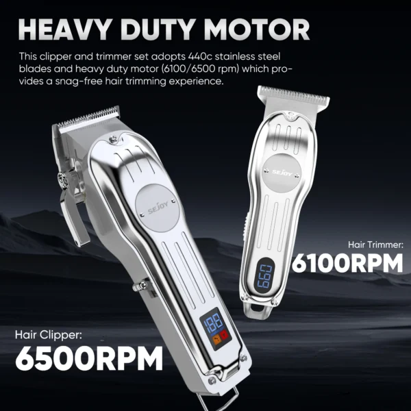 Sejoy Professional Combo Kits Hair Clipper Electric Hair Trimmer kits For Men Rechargeable Cordless Haircut Machine for Barber - Image 2