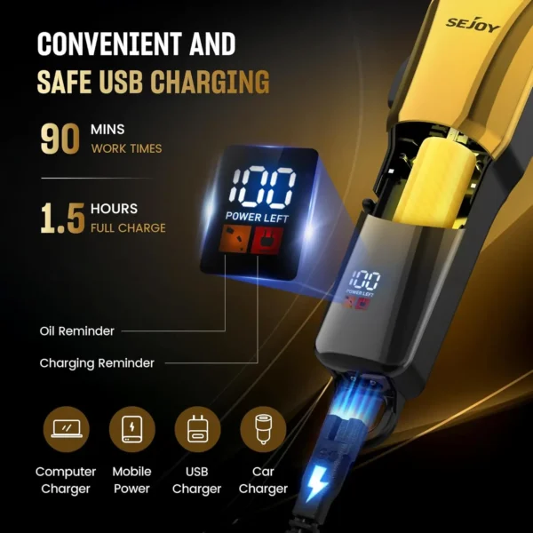 Sejoy Electric Hair Clippers for Men Professional Hair Trimmer Machine Rechargeable Cordless Multifunctional Barber Gift - Image 4