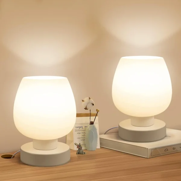 Two suite table lamps, modern creative table lamps, dimmable decorative lights, frosted glass lamps for bedroom bedside - Image 3