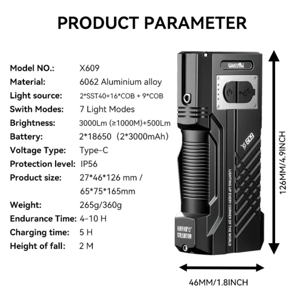 WARSUN 4000Lm Most Powerful LED Flashlight Rechargeable Torch Light Flashlight Tactical Lantern Long Shot Hand Lamp For Camping - Image 6
