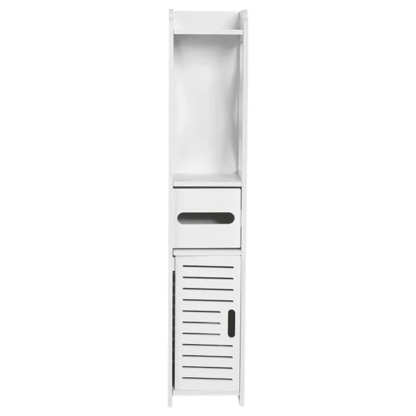Bathroom Toilet Furniture Cabinet White Wood Cupboard Shelf Tissue Storage Rack 80x15.5x15CM - Image 2