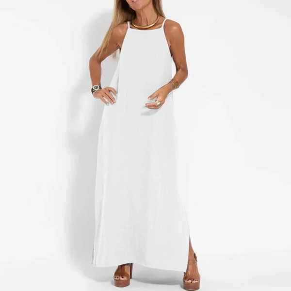 Dresses For Formal Occasions Women'S Fashion Casual Split Strap Dress Solid Color Boho Long Dresses Vestidos Verano Moda 2024 - Image 3