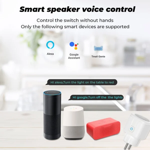 16A/20A Tuya WiFi Smart Plug Energy Monitoring EU Smart Plug Work with Alexa Google Assistant for Living Room Study Bedroom - Image 5
