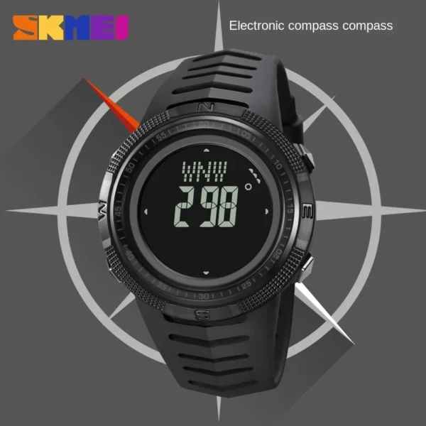 SKMEI Men's Sport Military Digital Men Watch For Men Waterproof Electronic Countdown Mens Wristwatches Outdoors Clock + Compass - Image 5