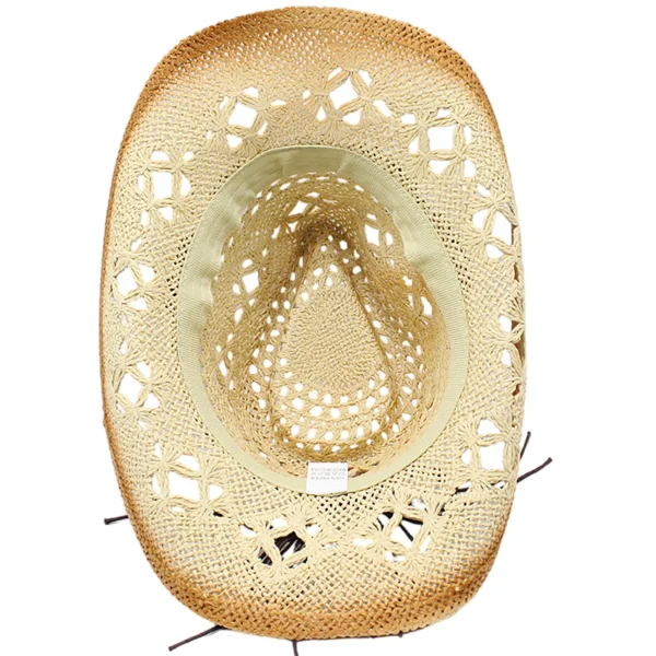 Straw Cowgirl Hat Unisex Beach Hat Cow Boy Hat With Hat Band For Men Women Breathable Lightweight Sun Protection - Image 5