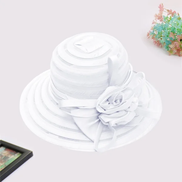 Salvage Hat Spring Summer Mesh Sunshade Hat Flower Temperament Wedding Dress Hat Sun Dome Large Brim Hat Beach Floppy Hat - Image 4