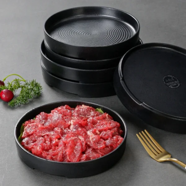 Melamine Black Dinner Plate Thickened Sushi Pans Imitation Porcelain Barbecue Dishes Home Food Serving Tray Household Tableware - Image 4