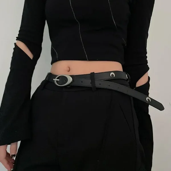 Niche belt female 2023 summer new Korean hundred with jeans belt premium sense belt design black - Image 4
