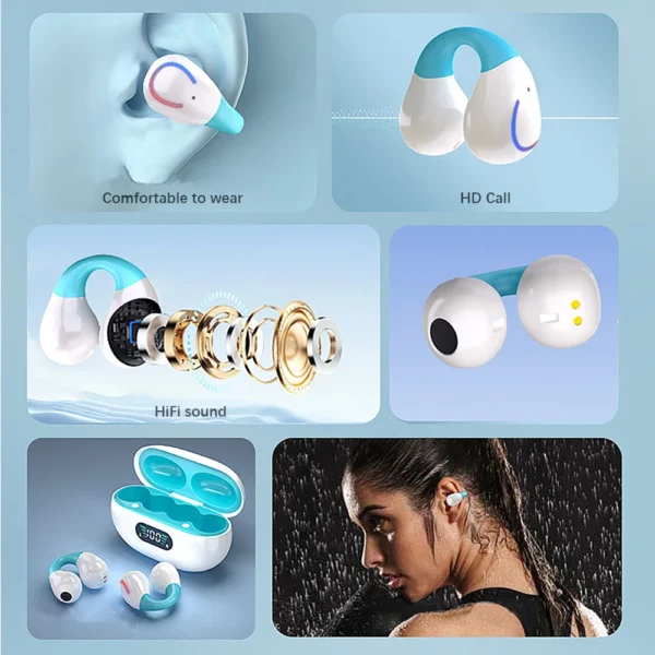 GREATWALL Wireless Bluetooth Earphones Earhook HIFI Headphones Stereo Sound Sports Headset HD Call Earbuds LED Digital Display - Image 4