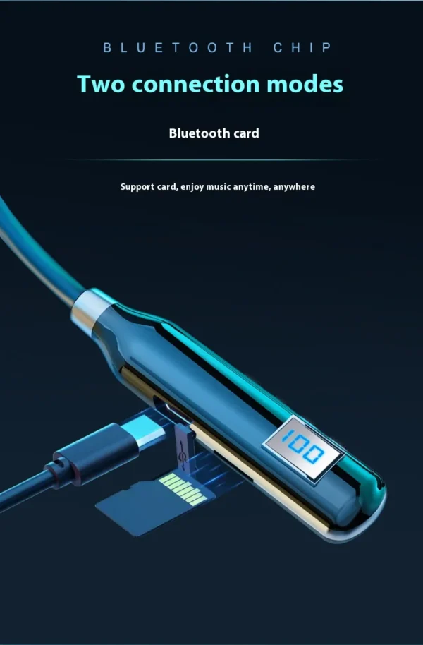 Bluetooth Headphones Wireless Earbuds Neckband In-Ear Earbuds with Mic TF Card Slot Stereo Bass Headsets for Sports Workout Gym - Image 4