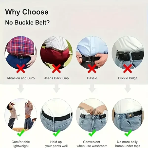 Traceless Invisible Elastic Belt Women's Belt Jeans Pants Men's Elastic Belt - Image 4
