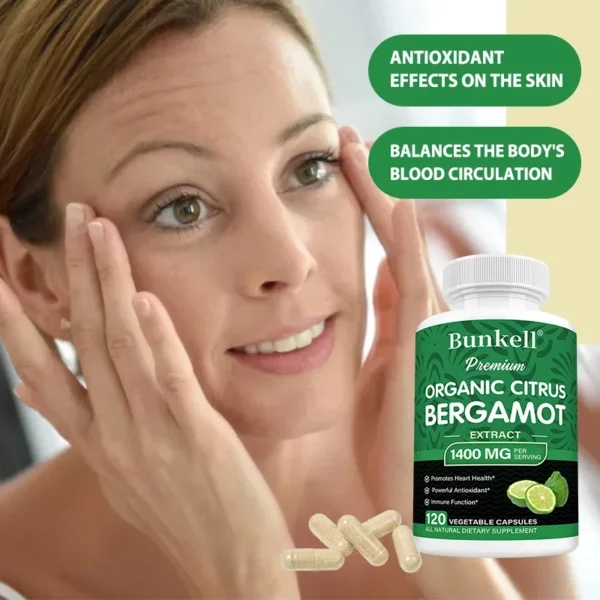 Organic Citrus Bergamot 1400 Mg - Cardiovascular, Circulatory, Skin Health - Supports Healthy Triglyceride Levels, Antioxidant - Image 3