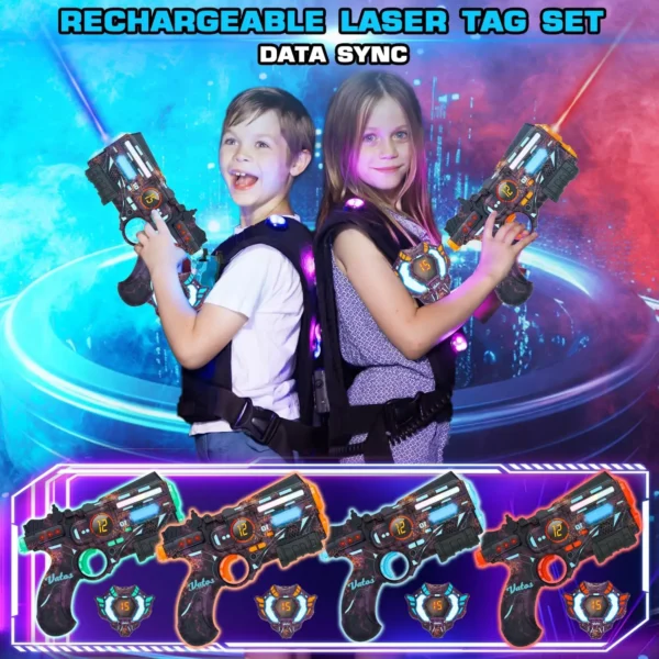 VATOS Rechargeable Health-value Data SYNC Laser Tag Gun Infrared Laser Tag Sets 4 Vest Glowing Light Lazer Tag Game for Adults f - Image 3