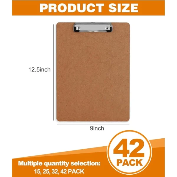 42 Pack Hardboard Clipboards Low Profile Clip A4 Letter Size Eco Friendly Writing Surface School Office Outdoor Use - Image 5