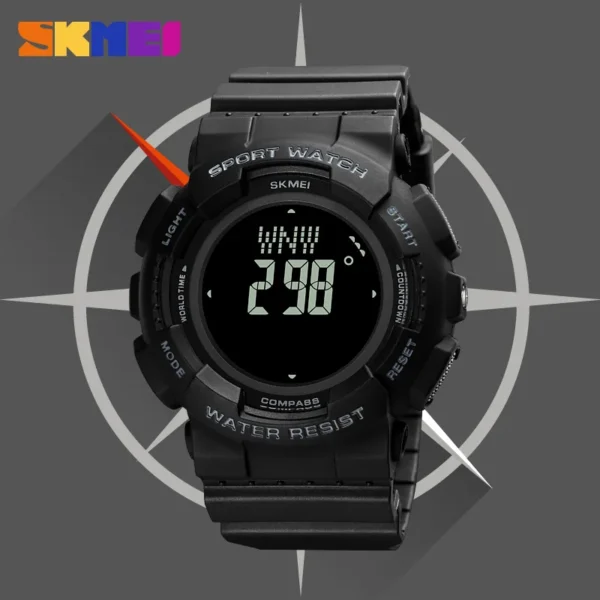 SKMEI Man Male Sports Electronic Watch New LED Waterproof Luminous Shock Hand Compass Alram Clock For Men Digital Wristwatch - Image 4