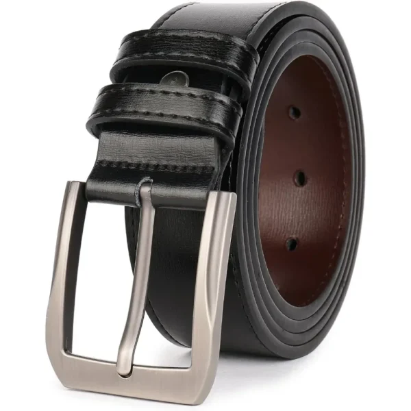 Men’s Casual Leather Jeans Belts 1 1/2” Wide Thick Alloy Prong Buckle Work Dress Belt for Men - Image 6
